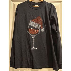 Christmas Wine Glass Long Sleeve size Large